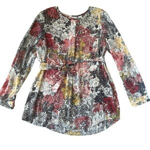 Liz Claiborne Sheer Multicolored LongSleeve Blouse Size Large
